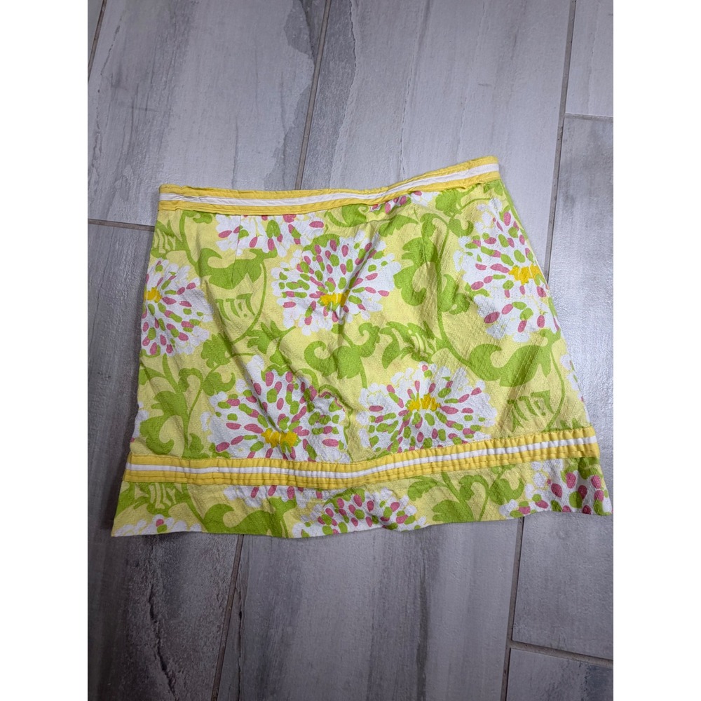 Lilly Pulitzer Jubilee Skort Yellow Green Floral Cotton Mini Size 6